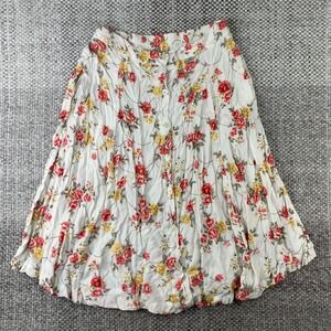 Short Circuit Floral Midi Skirt Womens Large White Red Yellow Button Front Rayon